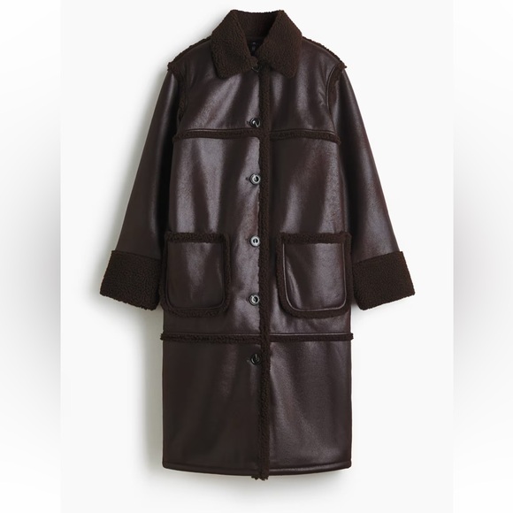 Women's Brown Shearling Coat - Picture 8 of 11